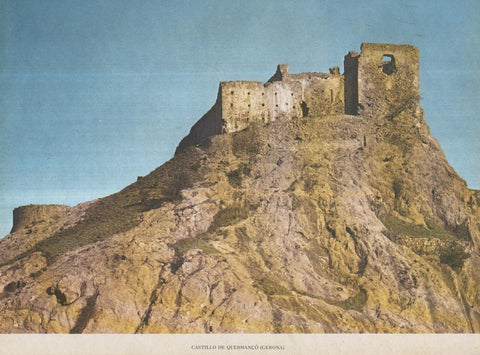 Lamina Castillos de España Edicion 1967 No.033: CASTILLO DE QUERMANCO (GIRONA)