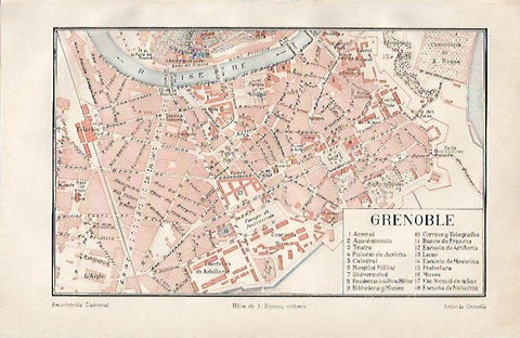LAMINA ESPASA 2203: Plano de Grenoble Francia