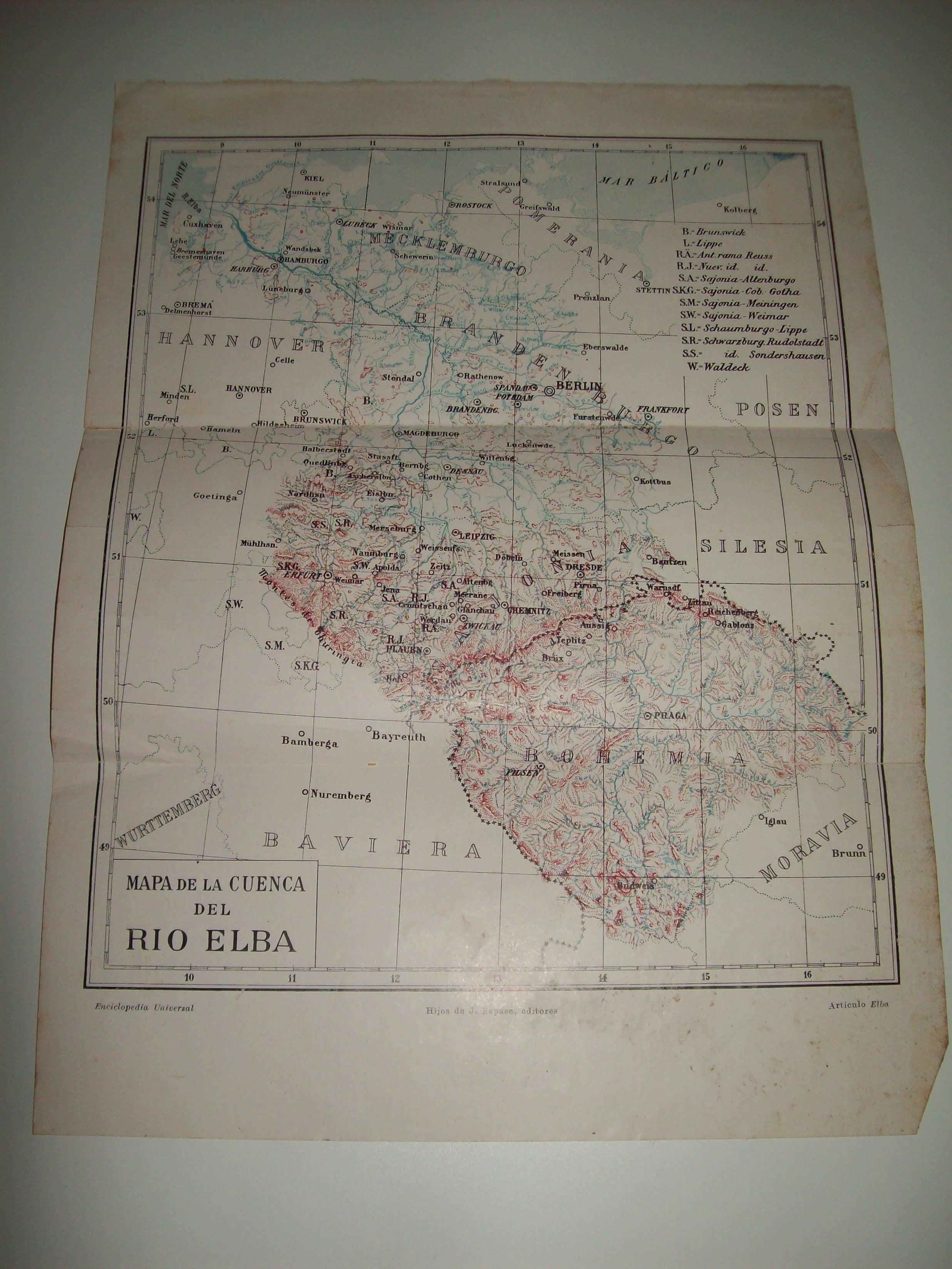 LAMINA ESPASA 6829: Mapa de la cuenca del rio Elba