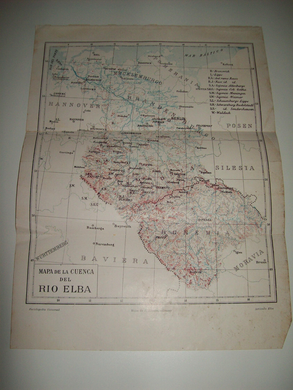 LAMINA ESPASA 6829: Mapa de la cuenca del rio Elba
