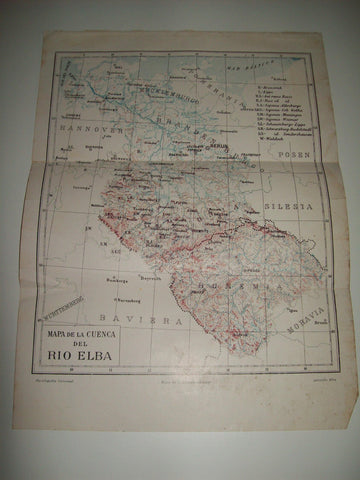 LAMINA ESPASA 6829: Mapa de la cuenca del rio Elba