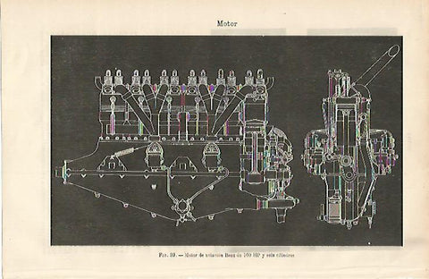 LAMINA ESPASA 8837: Motor de aviacion Benz de 160 HP