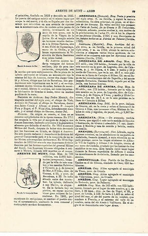 LAMINA ESPASA 12741: Escudo de Arenys de Mar y de Arenys de Munt Barcelona