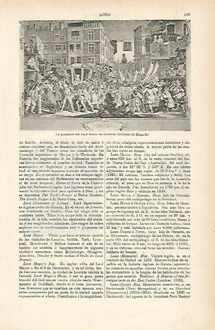 LAMINA ESPASA 1877: La procesion del Lord Mayor de Londres