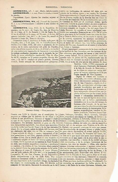 LAMINA ESPASA 7463: Vista panoramica de Sorrento Italia