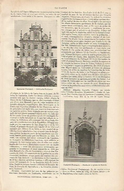 LAMINA ESPASA 19435: Seminario de Santarem Portugal