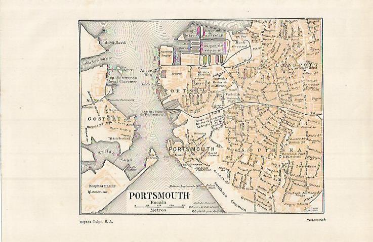 LAMINA ESPASA 15315: Plano de Portsmouth Inglaterra