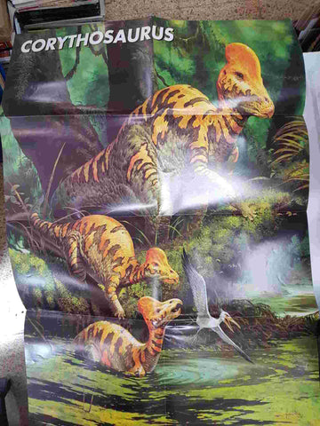 Planeta: Dinosaurios, poster 2. Coleccion de super posters. Poster de Corythosaurus y Entelodon