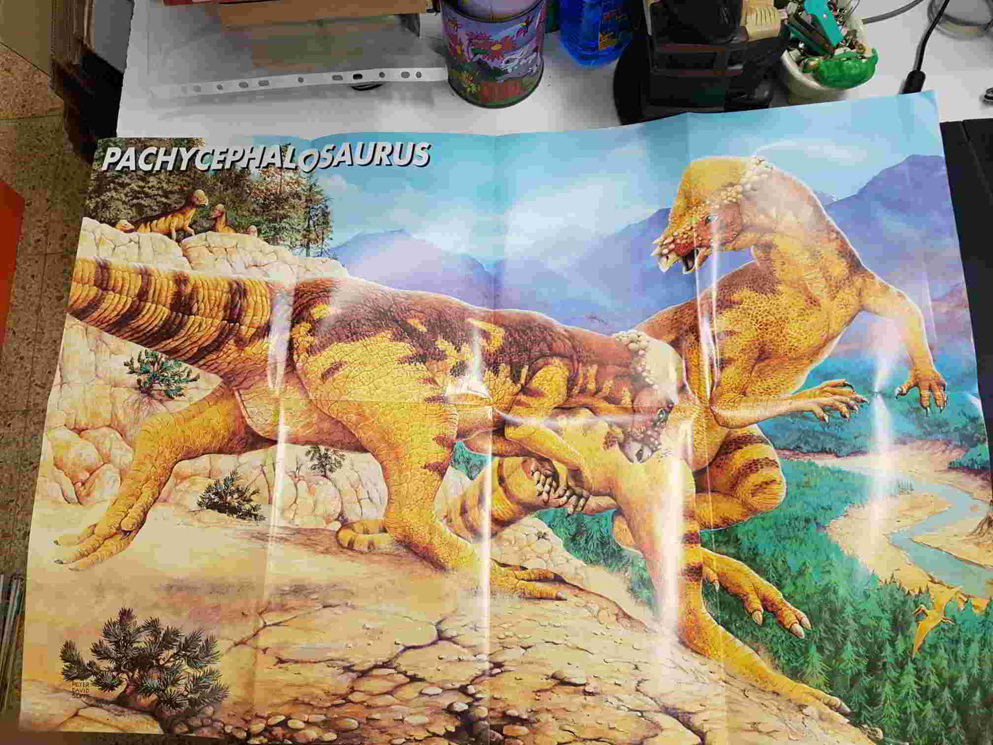 Planeta: Dinosaurios, poster 8. Coleccion de super posters. Posters de Pachycephalosaurus y Alce gigantesco