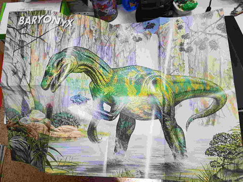 Planeta: Dinosaurios, poster 5. Coleccion de super posters. Posters de Baryonyx y Unicornio Gigante