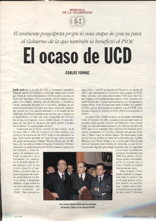 Memoria de la Transicion fasciculo 19: El ocaso de UCD por Carlos Yarnoz