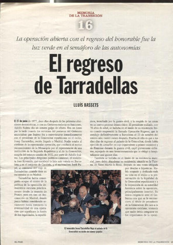 Memoria de la Transicion fasciculo 16: El regreso de Tarradellas por Lluis Bassets