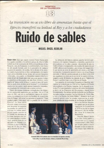 Memoria de la Transicion fasciculo 13: Ruido de sables por Miguel Angel Aguilar