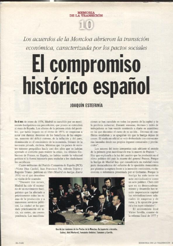 Memoria de la Transicion fasciculo 10: El compromiso historico español por Joaquin Estefania