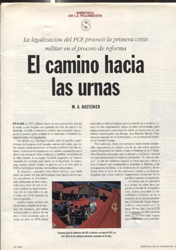 Memoria de la Transicion fasciculo 08: El camino hacia las urnas por M.A.Bastenier