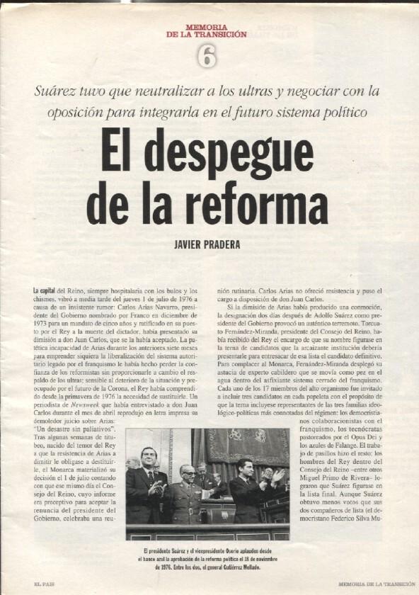 Memoria de la Transicion fasciculo 06: El despegue de la reforma por Javier Pradera