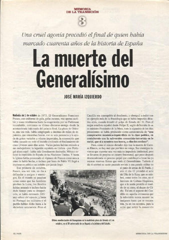 Memoria de la Transicion fasciculo 03: la muerte del generalisimo por Jose Maria Izquierdo