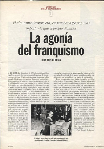 Memoria de la Transicion fasciculo 01: La agonia del franquismo por Juan Luis Cebrian