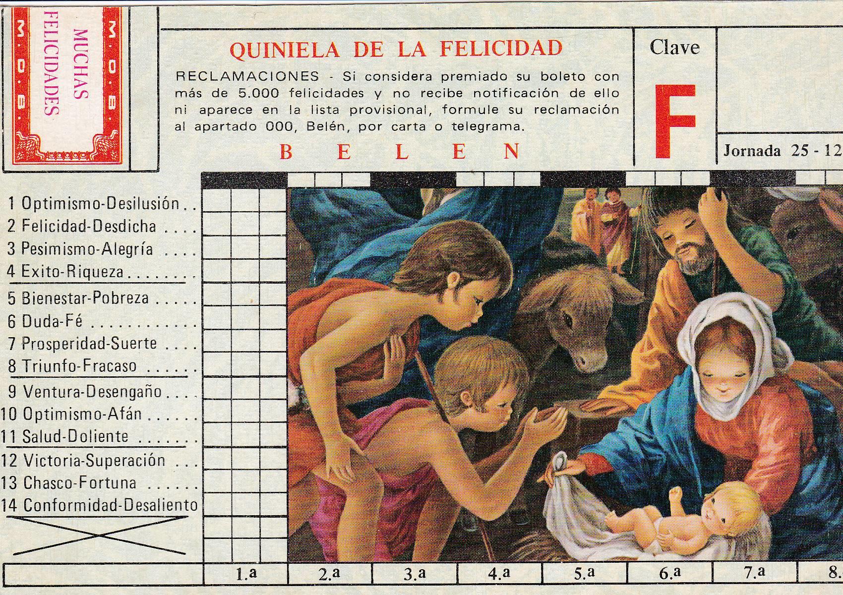POSTAL 18766: QUINIELA DE LA FELICIDAD