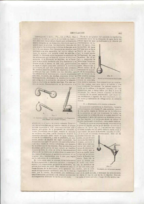 Espasa Calpe: Destilacion (12 paginas con grabados)