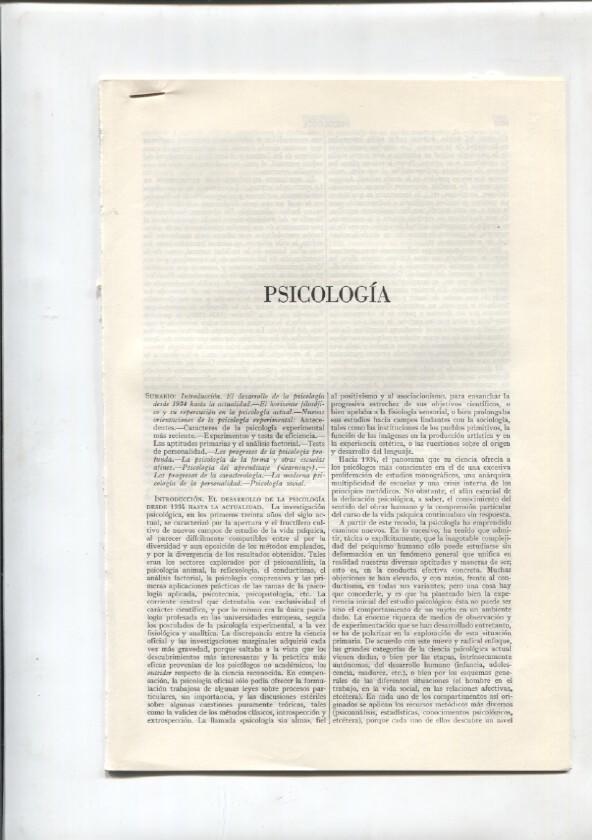 Espasa Calpe: Psicologia (39 paginas con fotos/grabados)