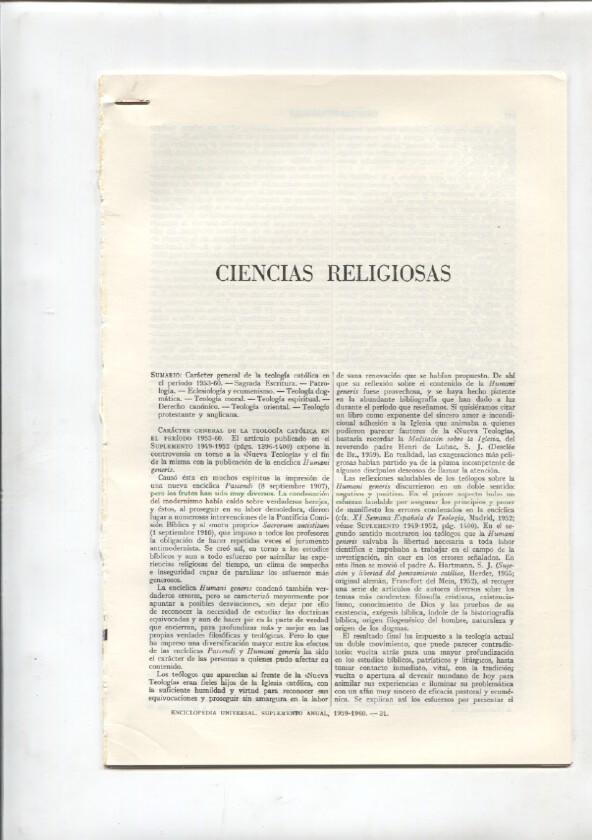 Espasa Calpe: Ciencias Religiosas (30 paginas con fotos)
