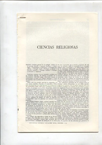Espasa Calpe: Ciencias Religiosas (30 paginas con fotos)