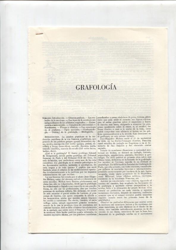 Espasa Calpe: Grafologia (12 paginas con grabados)