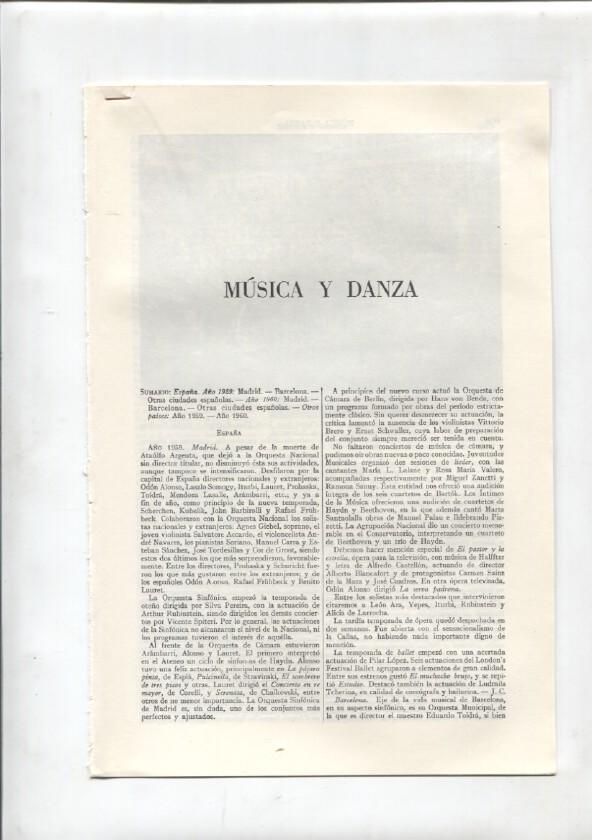 Espasa Calpe: Musica y Danza (12 paginas con grabados)