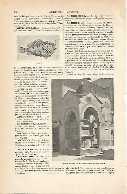 LAMINA ESPASA 7012: Sepulcro de Antenor segun Virgilio