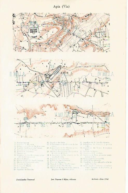 LAMINA ESPASA 7058: Mapa de la Via Apia