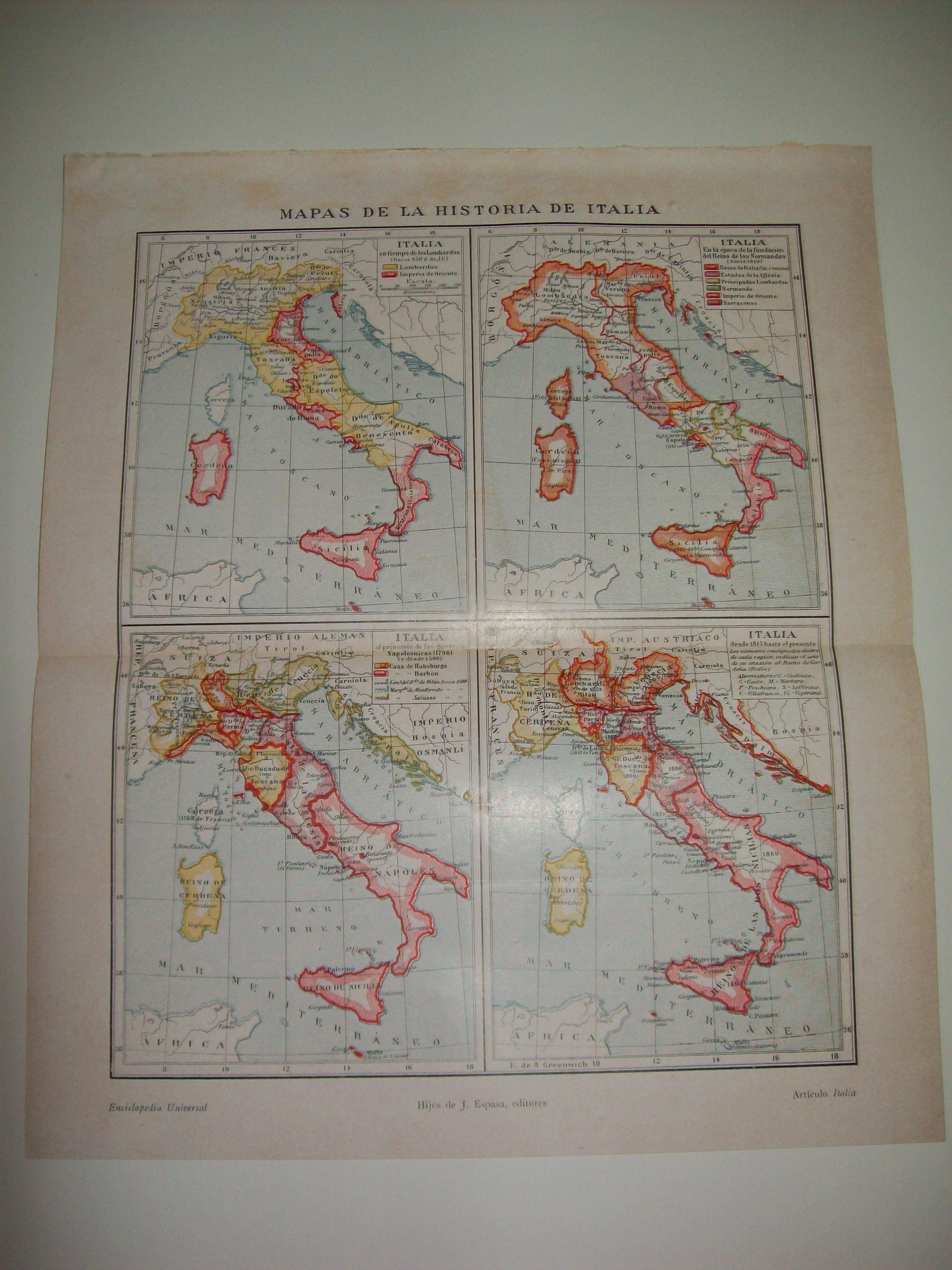 LAMINA ESPASA 7280: Mapas de la historia de Italia