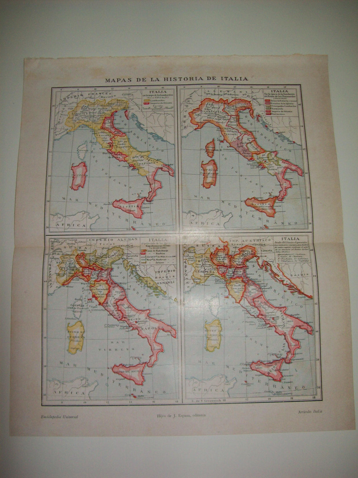 LAMINA ESPASA 7280: Mapas de la historia de Italia