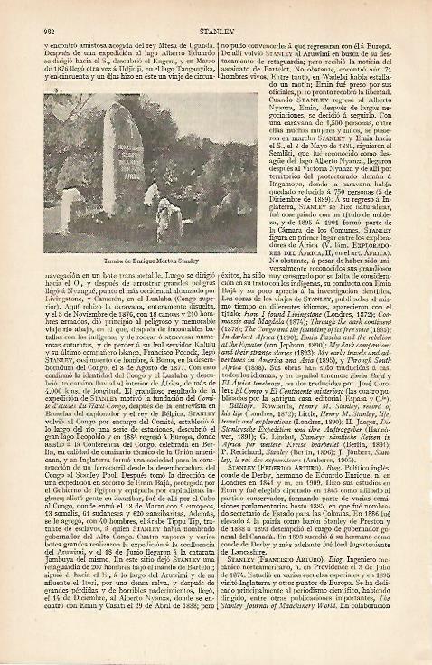 LAMINA ESPASA 7414: Tumba de E. Morton Stanley