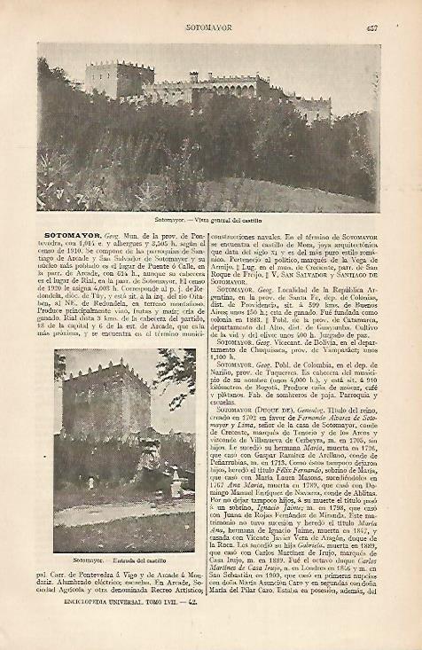LAMINA ESPASA 7456: Castillo de Sotomayor Pontevedra