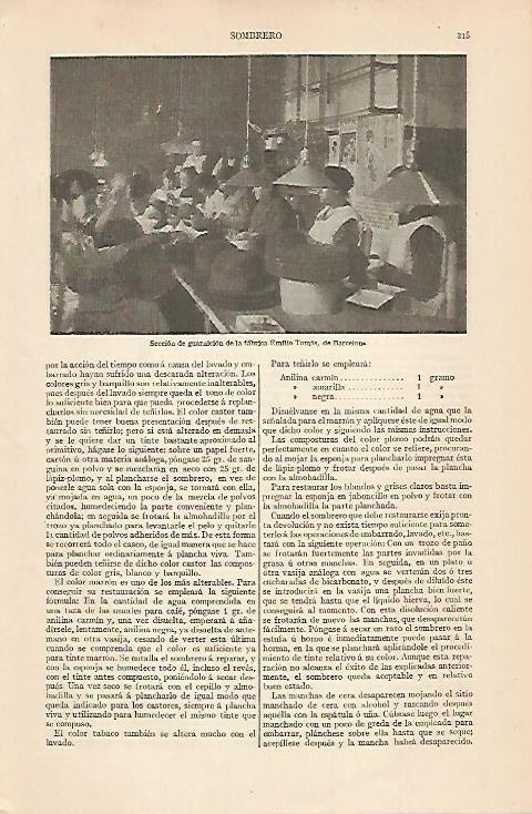 LAMINA ESPASA 7516: Seccion de guarnicion de la Fabrica Emilio Tomas de Barcelona