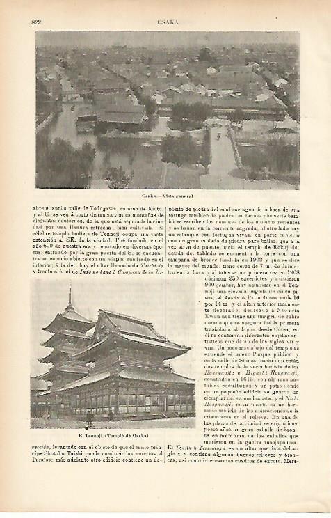 LAMINA ESPASA 7638: Vista general de Osaka Japon