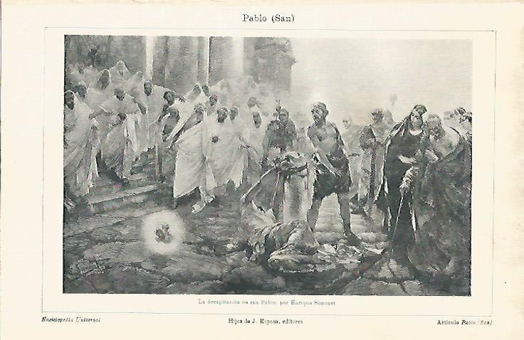 LAMINA ESPASA 7671: La decapitacion de San Pablo por Simonet