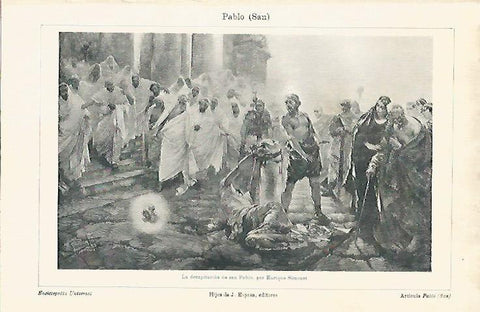 LAMINA ESPASA 7671: La decapitacion de San Pablo por Simonet