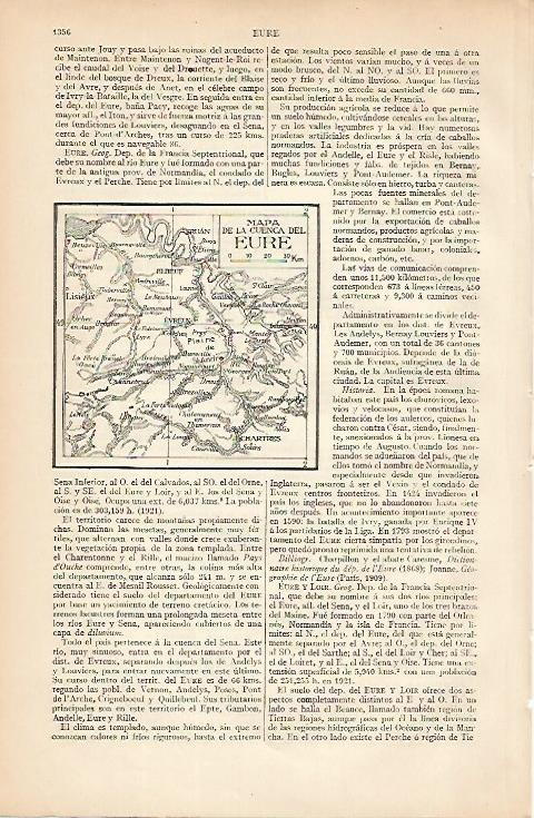 LAMINA ESPASA 7941: Mapa de la cuenca del Eure