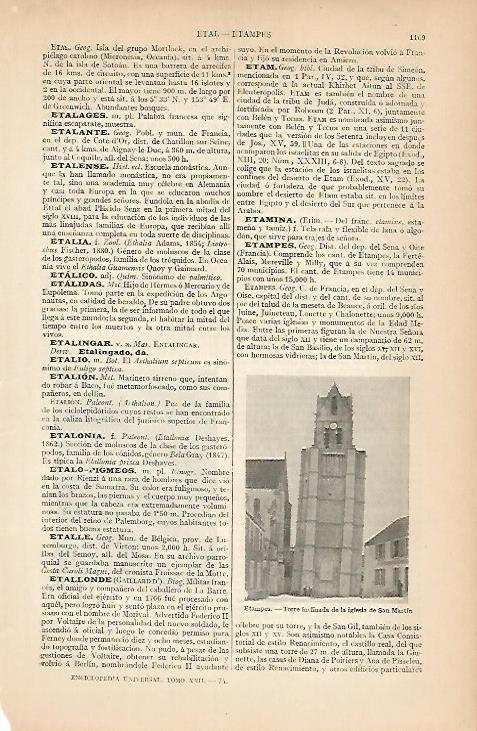 LAMINA ESPASA 7944: Torre inclinada de Etampes Francia