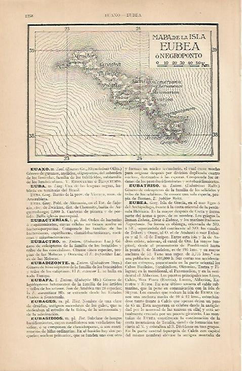 LAMINA ESPASA 7952: Mapa de la isla de Eubea Grecia