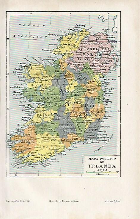 LAMINA ESPASA 7220: Mapa politico de Irlanda