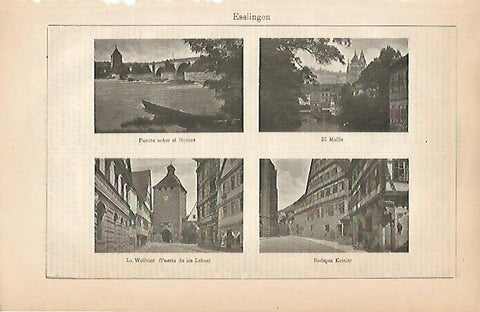 LAMINA ESPASA 7860: Vistas de Esslingen Austria