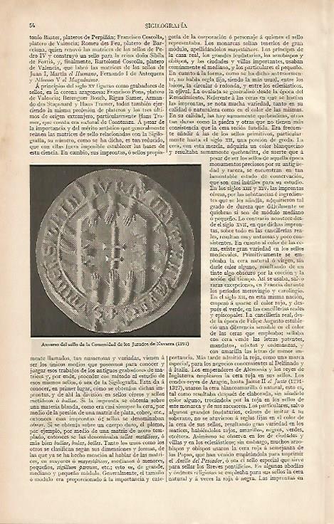 LAMINA ESPASA 2550: Anverso del sello de la Comunidad de Jurados de Navarra 1297