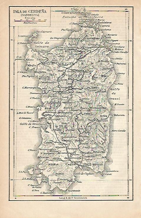 LAMINA ESPASA 2901: Mapa de la Isla de Cerdeña