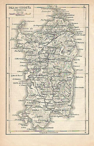 LAMINA ESPASA 2901: Mapa de la Isla de Cerdeña