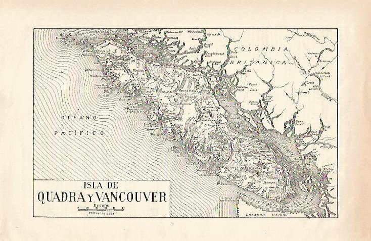 LAMINA ESPASA 20665: Mapa de la isla de Quadra y Vancouver