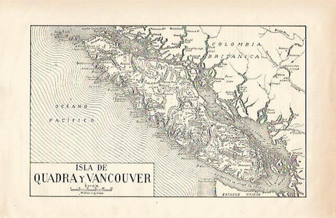 LAMINA ESPASA 20665: Mapa de la isla de Quadra y Vancouver