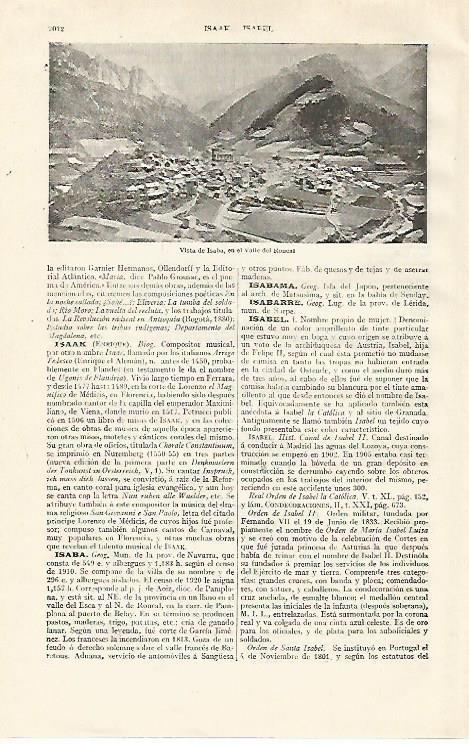 LAMINA ESPASA 20849: Vista de Isaba Navarra